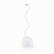 Fabbian Lumi pendellampe Baka Ø 33 cm med diffuser i hvitblåst glass for varmt lys.