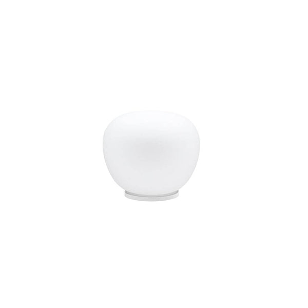 Fabbian Lumi Tischleuchte Mochi Ø 20cm, weiße Glas-Tischlampe im klassischen Design für Nachttisch und Wohnzimmer