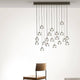 Fabbian Multispot LED-Hängeleuchte Beluga 20-flammig eckig mit eleganten Glaskugeln.