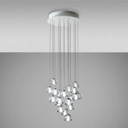 Fabbian Multispot LED-Hängeleuchte Beluga 20-flammig rund, runde Pendelleuchte mit 20 Lichtpunkten und transparenten Glaskörpern