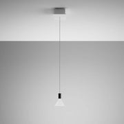 Fabbian Multispot LED pendant light Polair square with transparent glass diffuser and black frame.