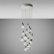 Fabbian Multispot LED- Polair 20-pærer rundt hængende lys i et moderne design med transparente glasdiffusorer.