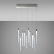 Fabbian Multispot LED-Hängeleuchte Tooby 10-flammig eckig mit zehn zylindrischen Lichtpunkten in klarer, geometrischer Anordnung