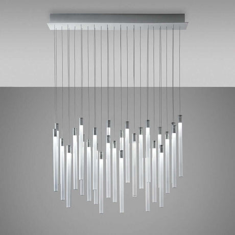 Fabbian Multispot LED-Hängeleuchte Tooby 30-flammig eckig in modernem Design mit stylischen Lichtdiffusoren.