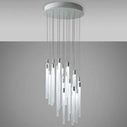 Suspension Fabbian Multispot LED à 30 lumières Tooby, ronde au design moderne et avec différents points lumineux.