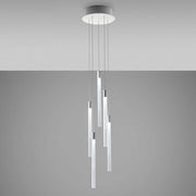 Fabbian Multispot LED-Hängeleuchte Tooby 5-flammig rund, transparente Glasdiffusoren, modern über dem Esstisch