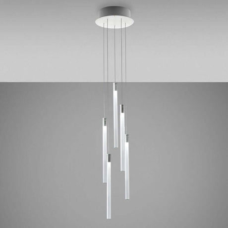 Fabbian Multispot LED pendant light Tooby, 5-light, round, in a modern design with multiple light points.