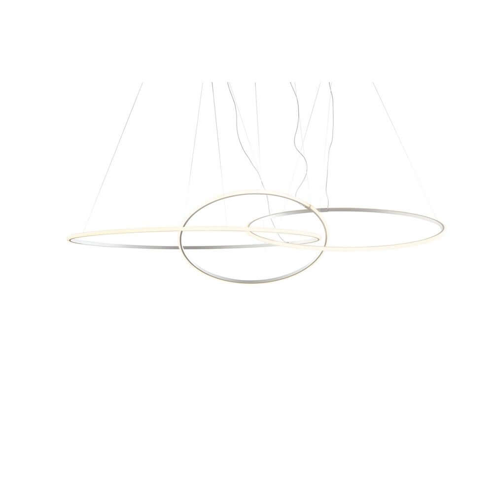 Fabbian Olympic LED-Hängeleuchte 3-flammig mit modernem Design und weiß lackiertem Aluminium.