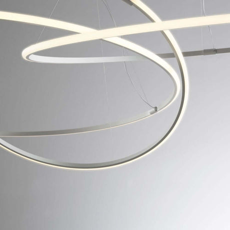 Fabbian Olympic Power LED pendant light 3-light with modern design and white lacquered aluminum diffuser.
