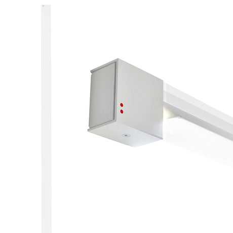 Fabbian Pivot LED-Wandleuchte in Weiß, Teilansicht mit Aluminiumstange und Lichtquelle.