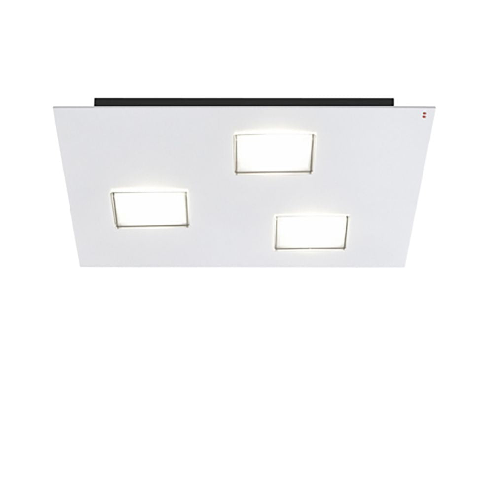 Fabbian Quarter LED-Deckenleuchte quadratisch in Weiß, 3-flammig für Flur, Badezimmer oder Schlafzimmer.