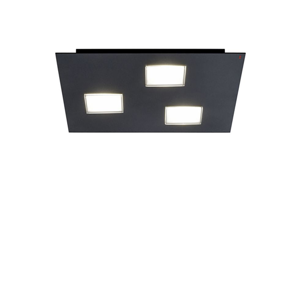 Fabbian Quarter LED-Deckenleuchte quadratisch in Schwarz, 3-flammig, ideal für Flure und Schlafzimmer.