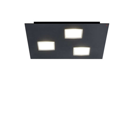 Fabbian Quarter LED-plafonnier carré à 3 lampes en noir avec trois sources lumineuses rectangulaires