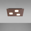 Fabbian Quarter LED-Deckenleuchte quadratisch in brüniertem Metall mit drei Lichtquellen.