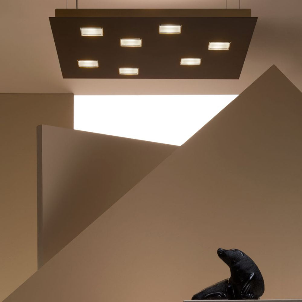 Fabbian Quarter Plafonnier à LED carré à 7 flammes
