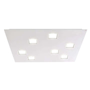 Fabbian Quarter LED-Deckenleuchte quadratisch 7-flammig in Weiß, flache Metall-Deckenleuchte mit warmweißem Licht