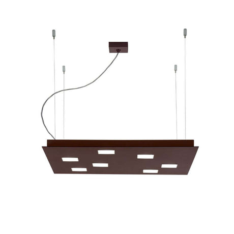 Fabbian Quarter LED-Pendelleuchte quadratisch in Brüniert, moderne Designlampe für Küchen und Esstische.