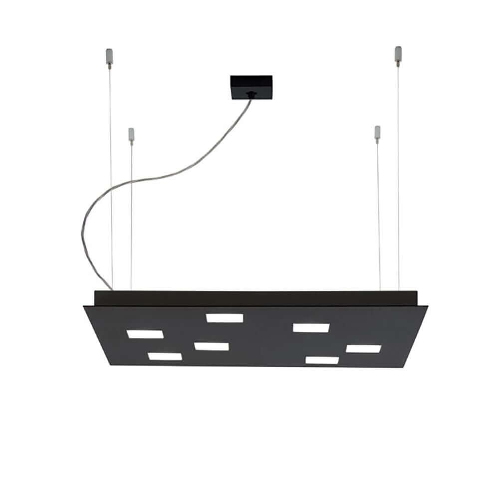 Fabbian Quarter LED-Pendelleuchte quadratisch in Schwarz, moderne Designlampe für Küchen und Essbereiche.