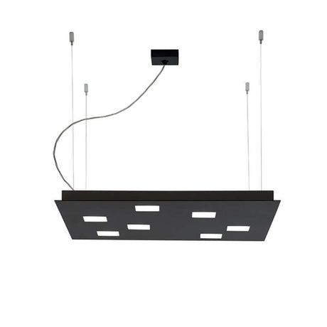 Fabbian Quarter LED-Pendelleuchte quadratisch in Schwarz, moderne Designlampe für Küchen und Essbereiche.