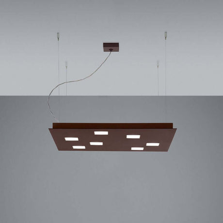 Fabbian Quarter LED-Pendelleuchte quadratisch in brüniert, moderne Beleuchtung für Küchen- und Essbereiche.