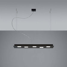 Fabbian Quarter LED rectangular pendant light in a black design, ideal for modern kitchens or dining areas.