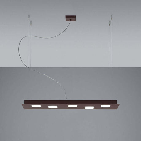 Fabbian Quarter LED-Pendelleuchte rechteckig in brünierter Ausführung, ideal für moderne Räume.