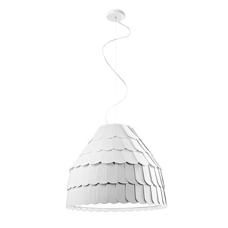 Fabbian Roofer Hängeleuchte Steeple in eleganter weißer Form mit raffinierten Gummifliesen.
