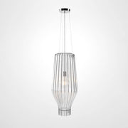 Fabbian Saya Pendellampe Large aus transparentem Glas in verchromtem Metallkäfig.