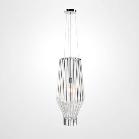 Fabbian Saya Pendellampe Large aus transparentem Glas in verchromtem Metallkäfig.