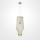 Fabbian Saya Pendellampe Large in gold mit transparentem Glas und Metallkäfig für moderne Innenräume.