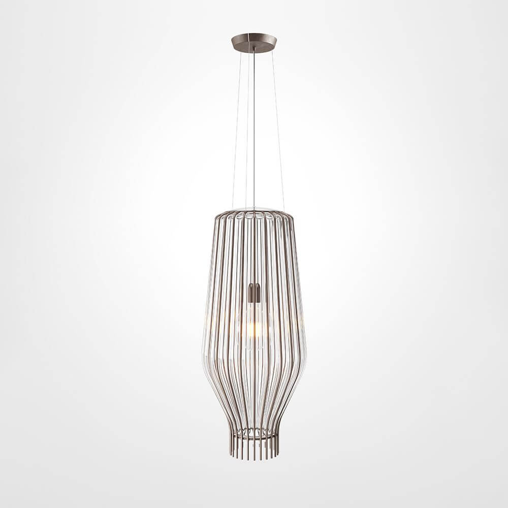 Fabbian Saya Pendellampe Large in brüniertem Metall mit transparentem Glas - ideal für Wohnräume und Gastronomie.