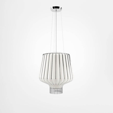 Fabbian Saya Pendellampe Small aus weißem und transparentem Glas, hängt von der Decke.
