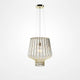 Fabbian Saya Pendellampe Small in hellem Glas und goldenem Metallkäfig.