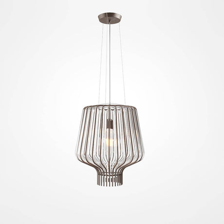 Fabbian Saya Pendellampe Small aus Metallkäfig mit transparentem Glas, ideal für Wohnräume und öffentliche Bereiche.