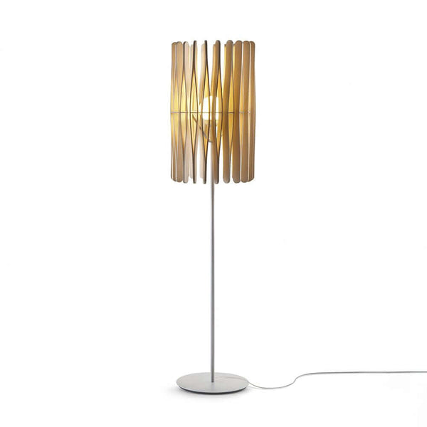 Fabbian Stick floor lamp Ø 43 cm with cylindrical diffuser, elegant design for the living room or bedroom.