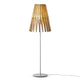 Fabbian Stick Stehlampe Ø 50cm mit kegelförmigem Diffusor in Holzlatten-Design.