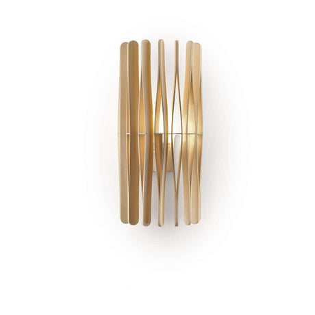 Fabbian Stick Wandlampe Ø 33cm aus Holz mit Aluminiumrahmen, ideal für stilvolle Wohnräume.