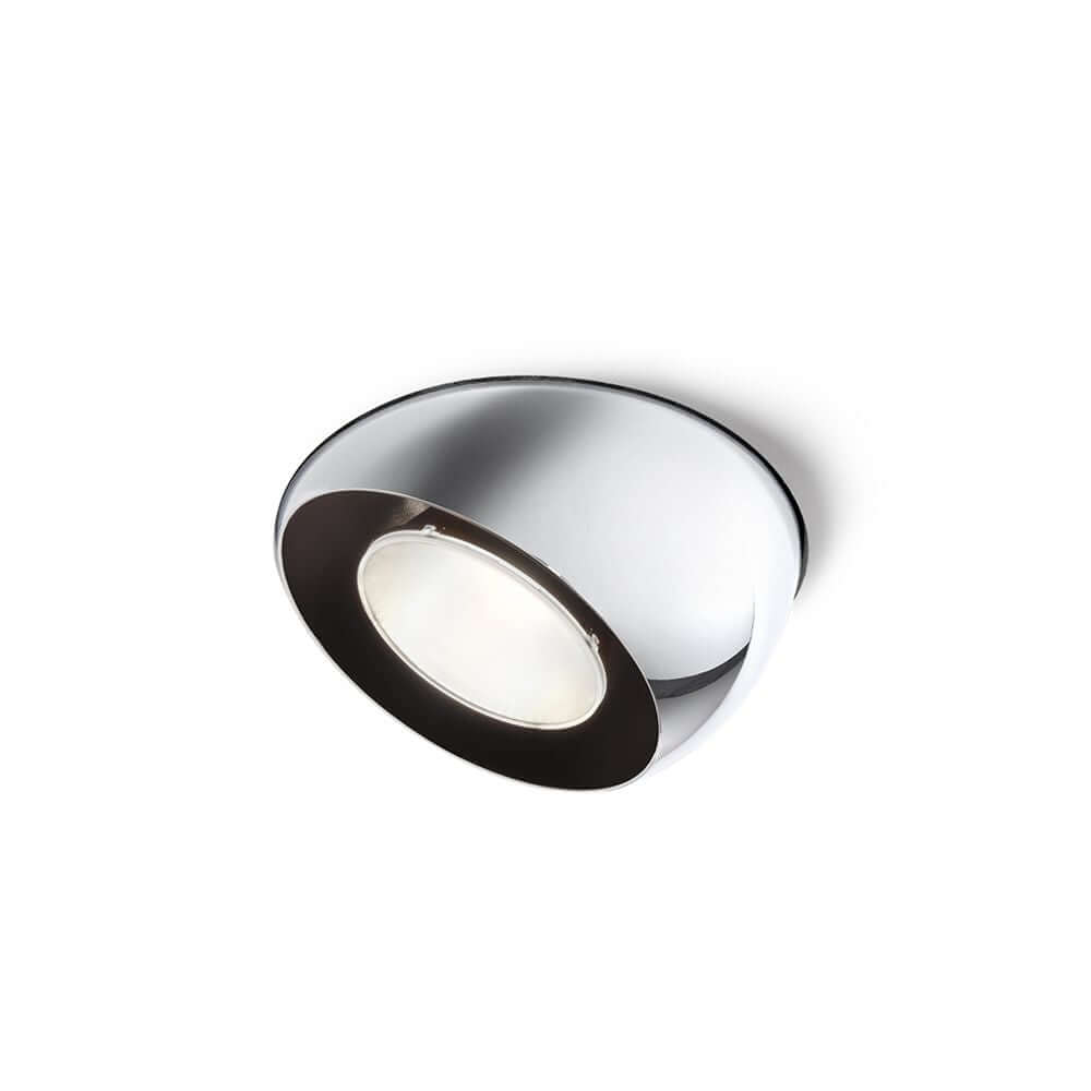 Fabbian Tools LED-Einbauleuchte Ø 14cm in Chrom mit Halogenlampenaufsatz und einstellbarem Diffusor.