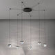 Fabbian Tripla LED-Hängelampe 6-flammig mit eleganten Kristalllampen und flexiblem Design.