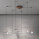 Fabbian Tripla LED-Hängelampe 9-flammig mit schimmernden Glaskörpern und modernen Hängeseilen.