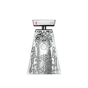Elegante Flasche für Parfüm mit verziertem Kristalldesign und modernem Verschluss.
