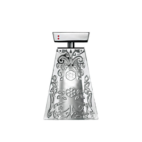 Elegante Flasche für Parfüm mit verziertem Kristalldesign und modernem Verschluss.