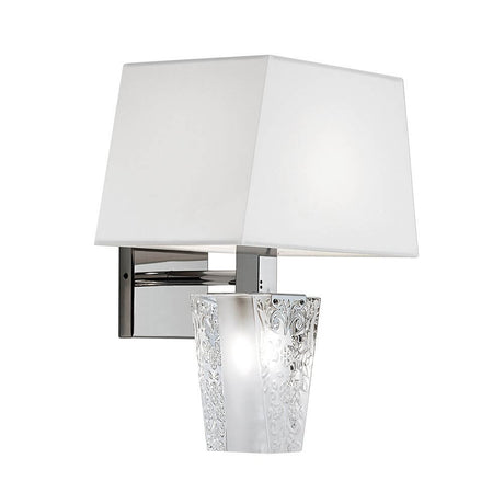 Fabbian Vicky wall lamp with a classic shape and a modern touch, decorated glass and diffuser.