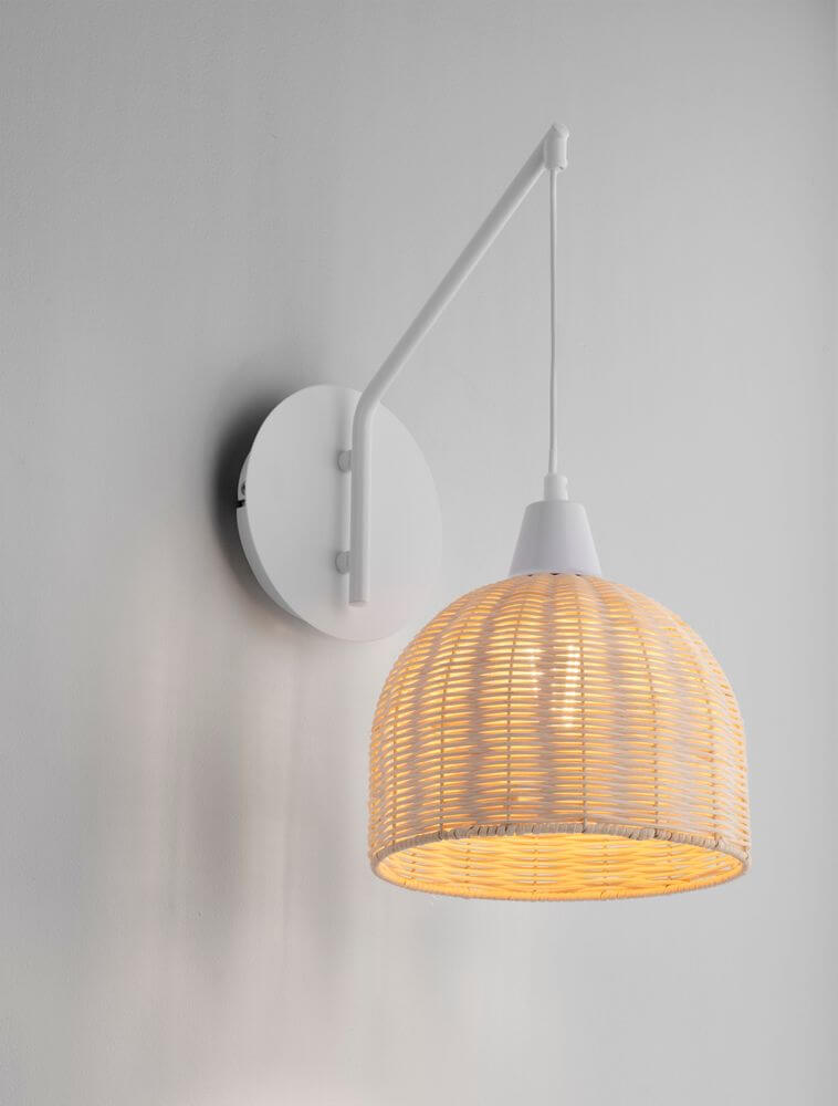 Fado Wandleuchte Ø 20,5cm E27 Rattan in modernem Design an Wand montiert