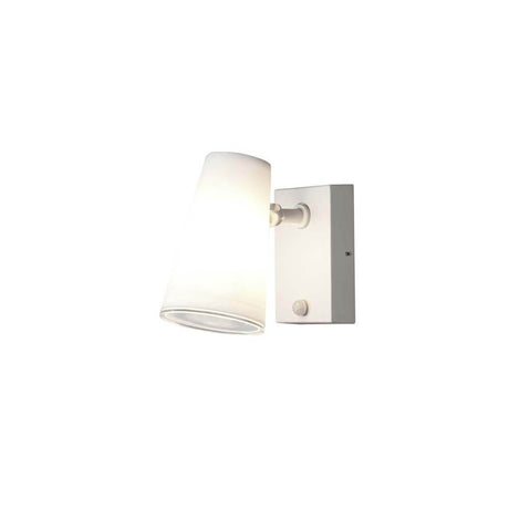 Projecteur mural extérieur Fano en blanc avec tête orientable et détecteur de mouvement en option.