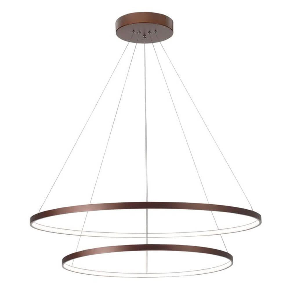 LED Design Hängelampe Ferrol Ø 60cm 4500lm , 3000K mit konzentrischen Kreisen in Kupfer-Optik.