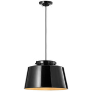 Ferroluce 50's ceramic pendant light in black, modern vintage pendant lamp for stylish living spaces.