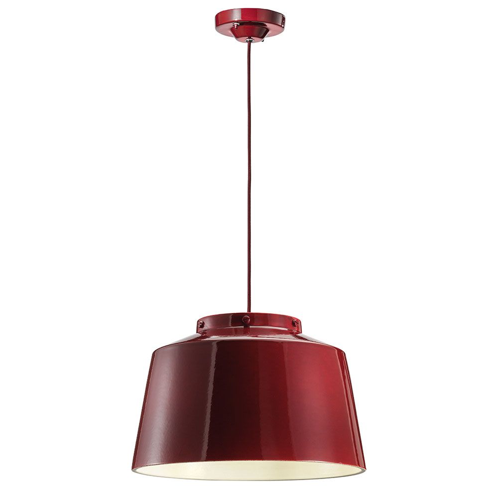 Ferroluce 50's Keramik-Hängeleuchte in Rot, Vintage-Design für stilvolle Wohnräume.