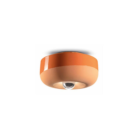 Ferroluce Bellota Keramik-Deckenleuchte Ø 27,5cm in modernem orangefarbenen Design