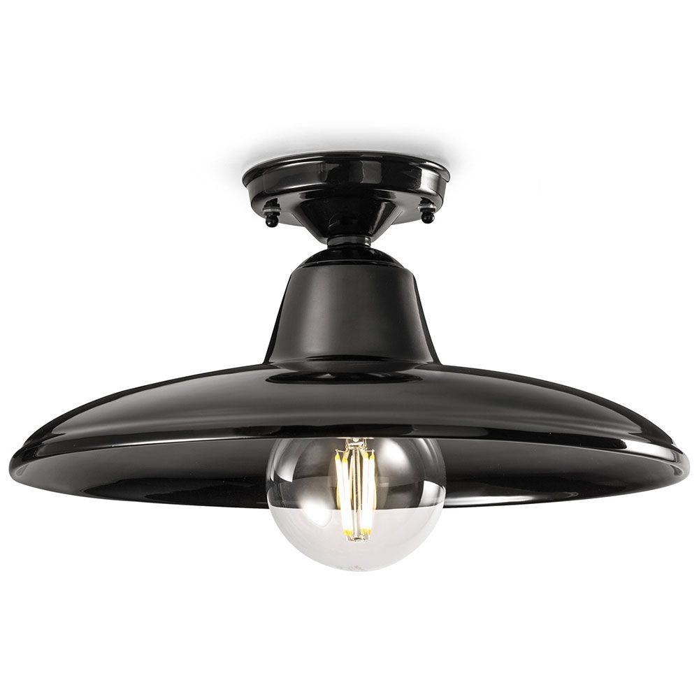 Ferroluce B&W Deckenleuchte in modernem Design mit handgemachter Keramik und edlem Schwarz.